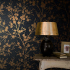6812-50 Floral Nature Home Black and Gold Wallpaper By Galerie