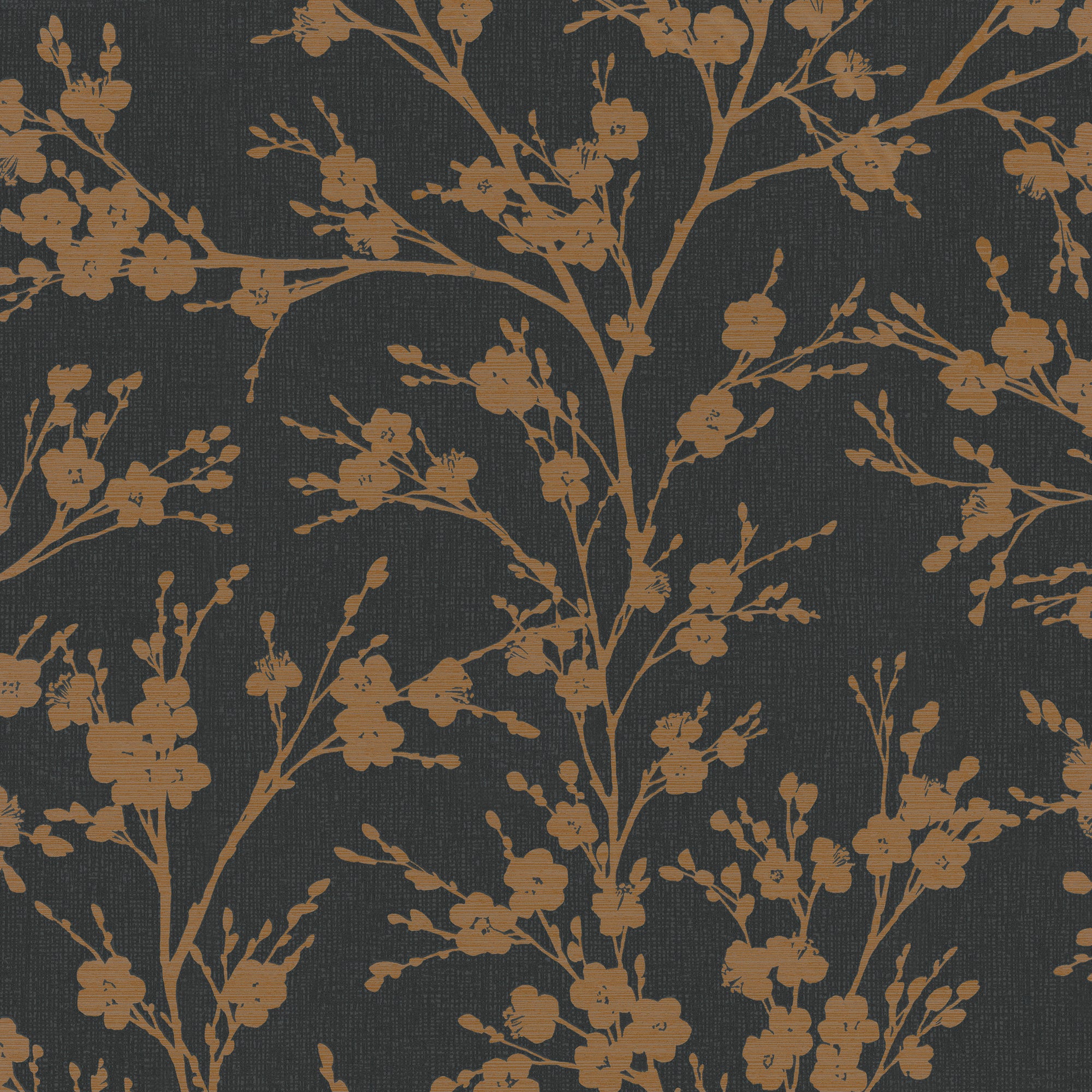 6812-50 Floral Nature Home Black and Gold Wallpaper By Galerie