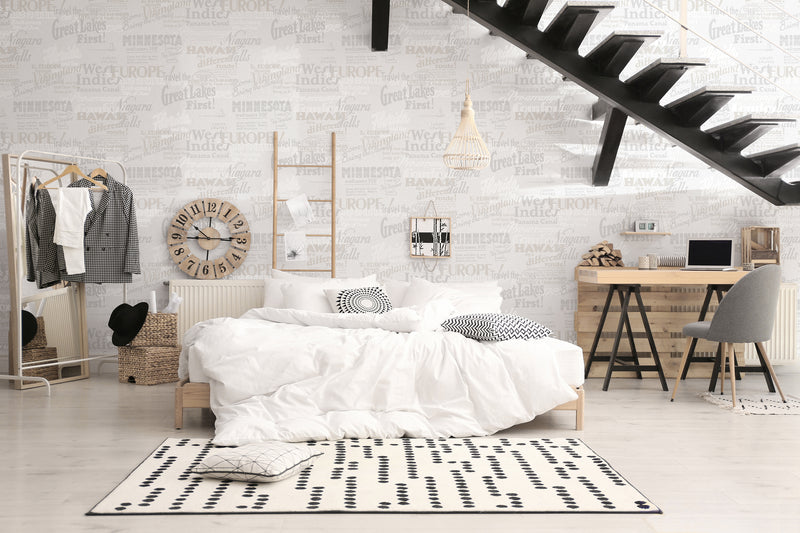 6815-10 Graphic Modern Home White Wallpaper By Galerie