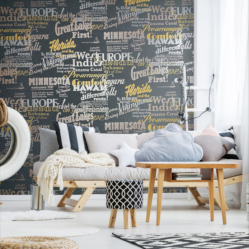 6815-30 Graphic Modern Home Black Wallpaper By Galerie