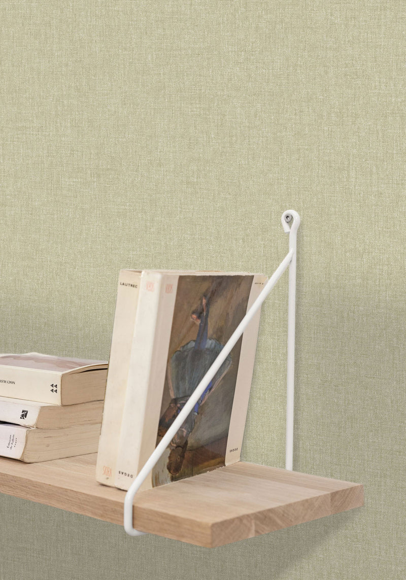 68527000 Linen Uni Vert Clair Wallpaper by Caselio