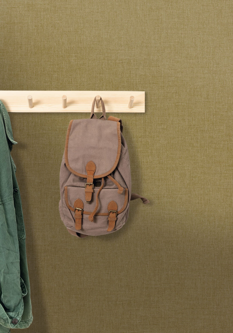 68527634 Linen Uni Vert Olive Wallpaper by Caselio