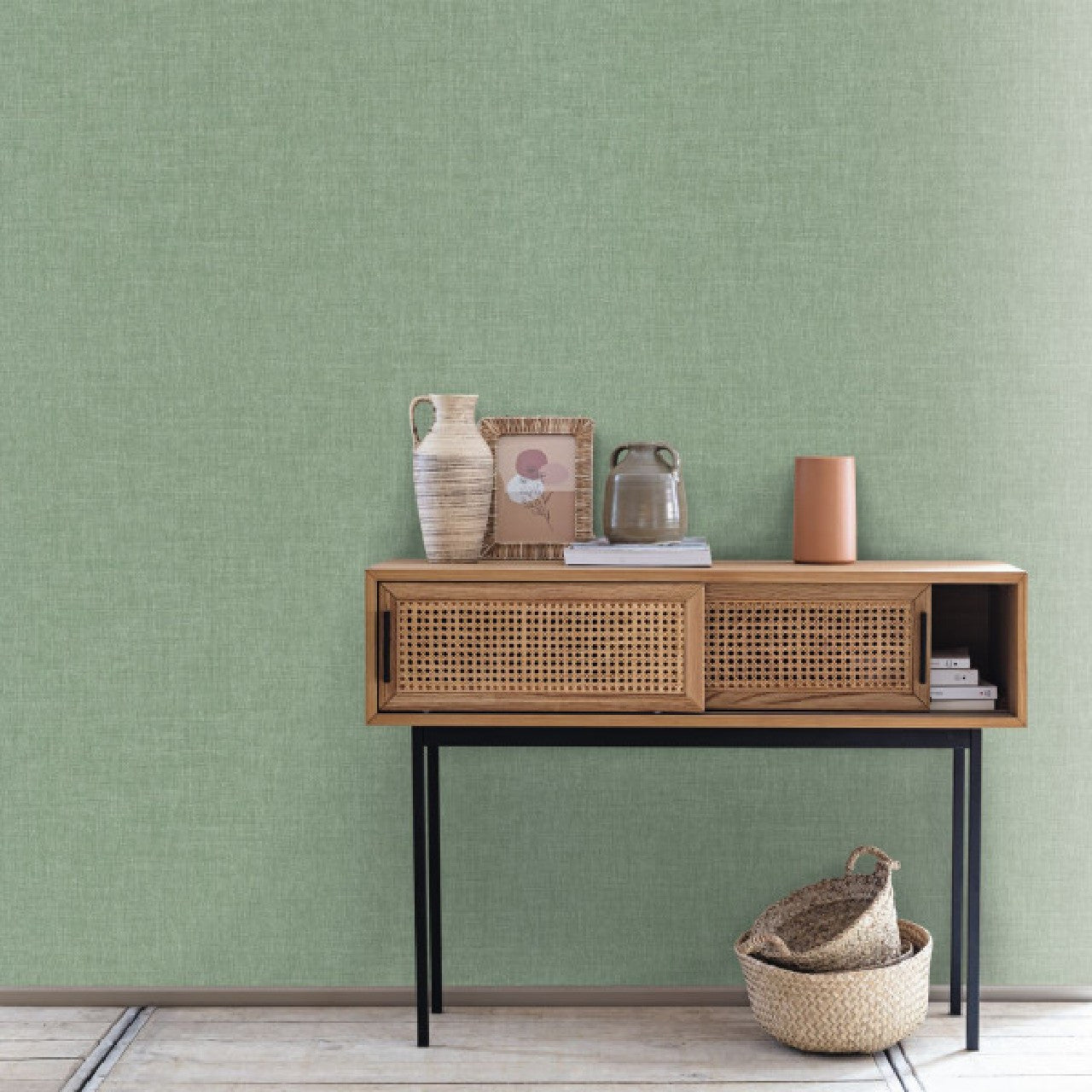 GCO68527570 Uni Linen Green & Co Wallpaper By Caselio