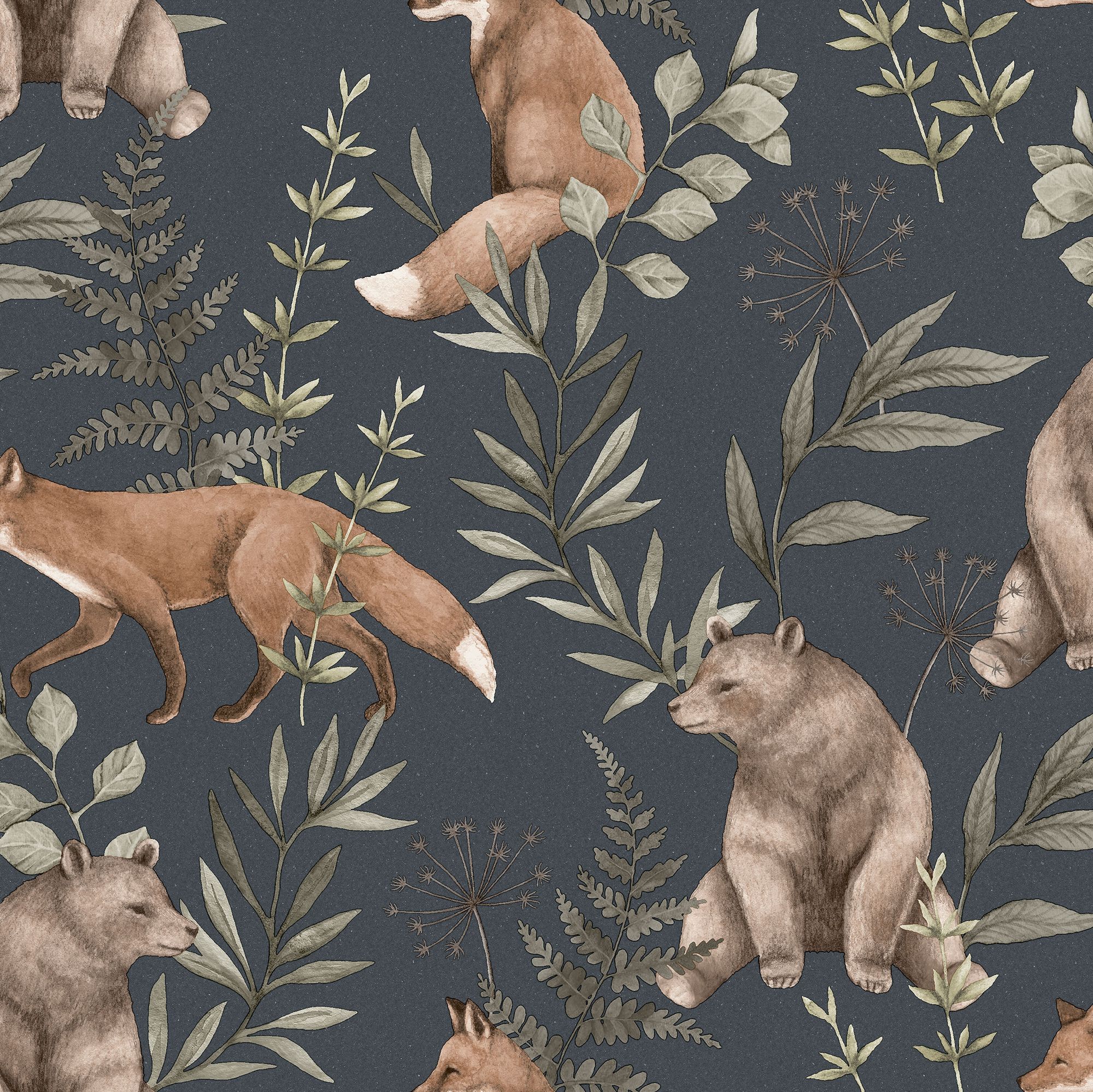 6920 Wild Forest Blue and Multi Wallpaper by Boråstapeter