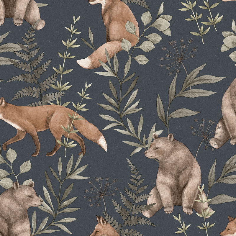6920 Wild Forest Blue and Multi Wallpaper by Boråstapeter