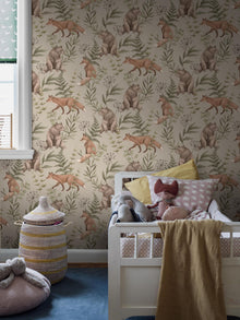 6921 Wild Forest Beige and Multi Wallpaper by Boråstapeter