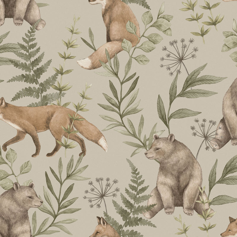 6921 Wild Forest Beige and Multi Wallpaper by Boråstapeter