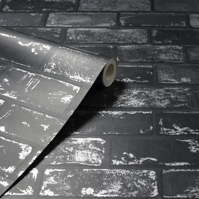 692202 Black Metallic Brick Opera Wallpaper By Arthouse