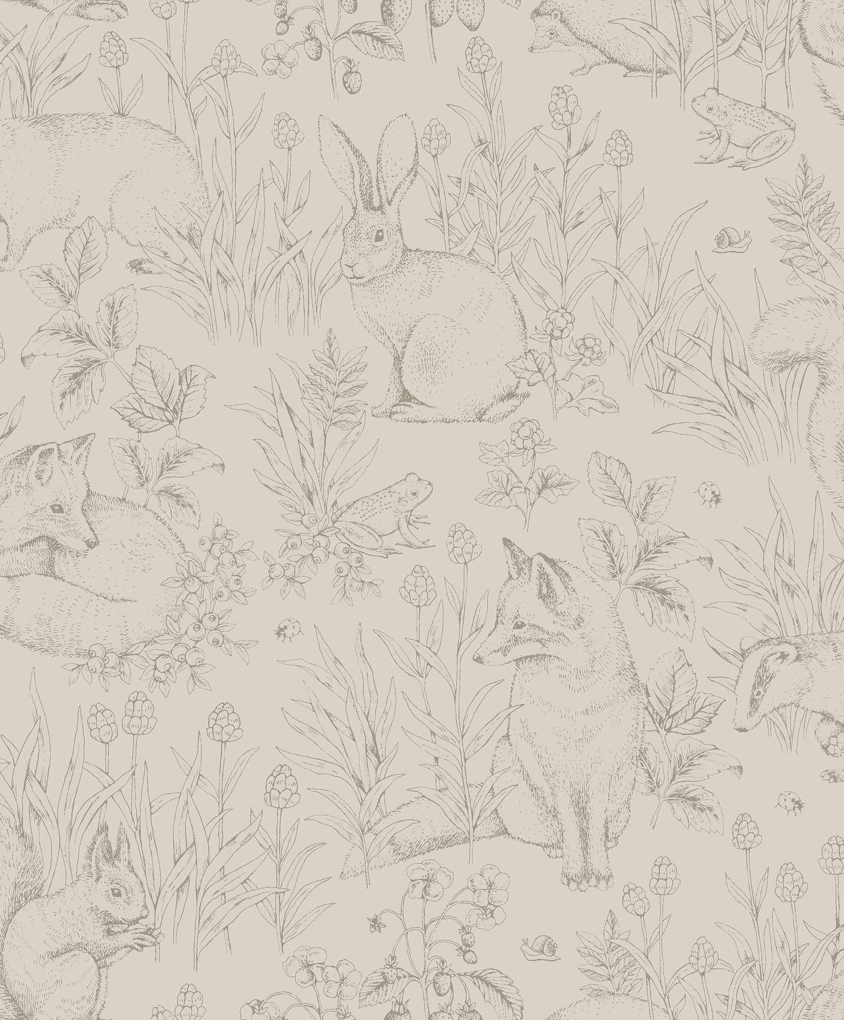 6922 Forest Friends Beige Wallpaper by Boråstapeter