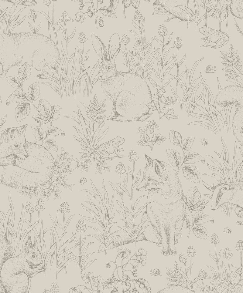 6922 Forest Friends Beige Wallpaper by Boråstapeter
