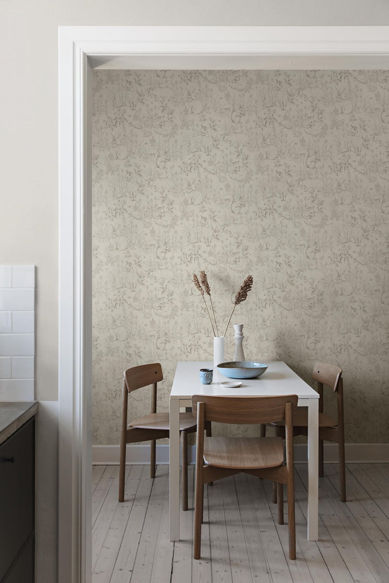 6922 Forest Friends Beige Wallpaper by Boråstapeter