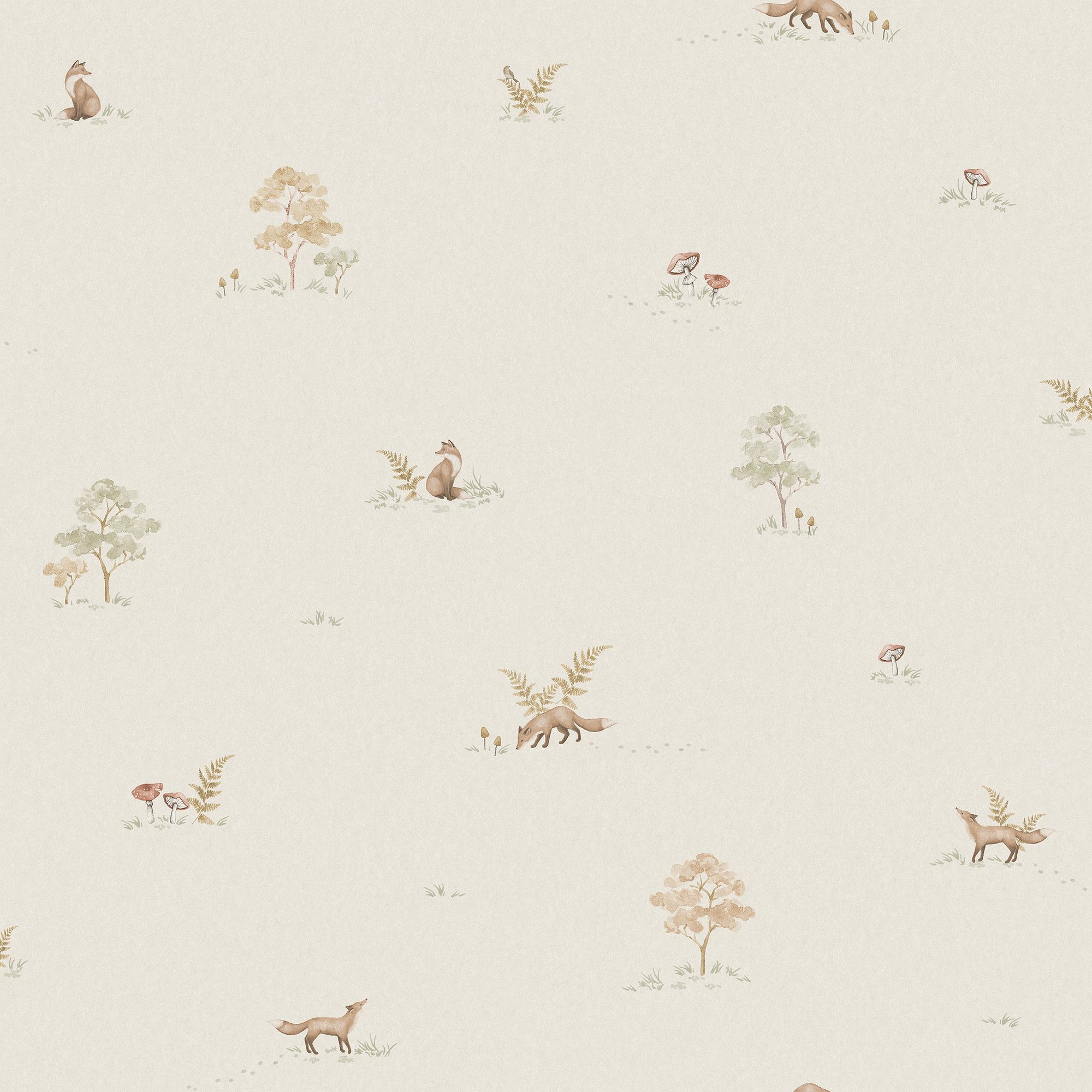6923 Little Fox Beige and Multi Wallpaper by Boråstapeter