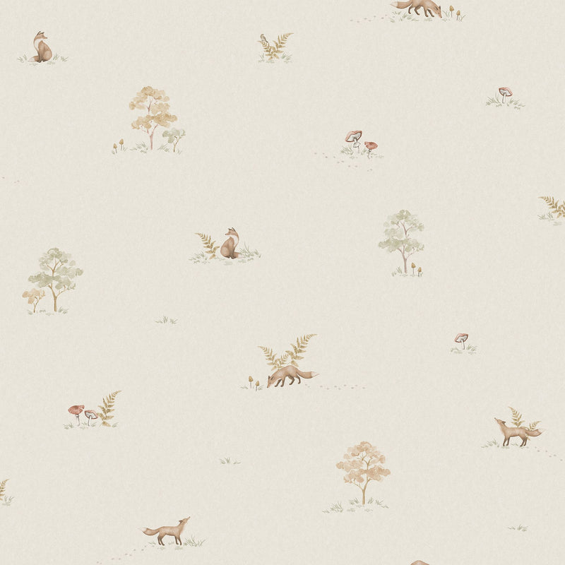 6923 Little Fox Beige and Multi Wallpaper by Boråstapeter