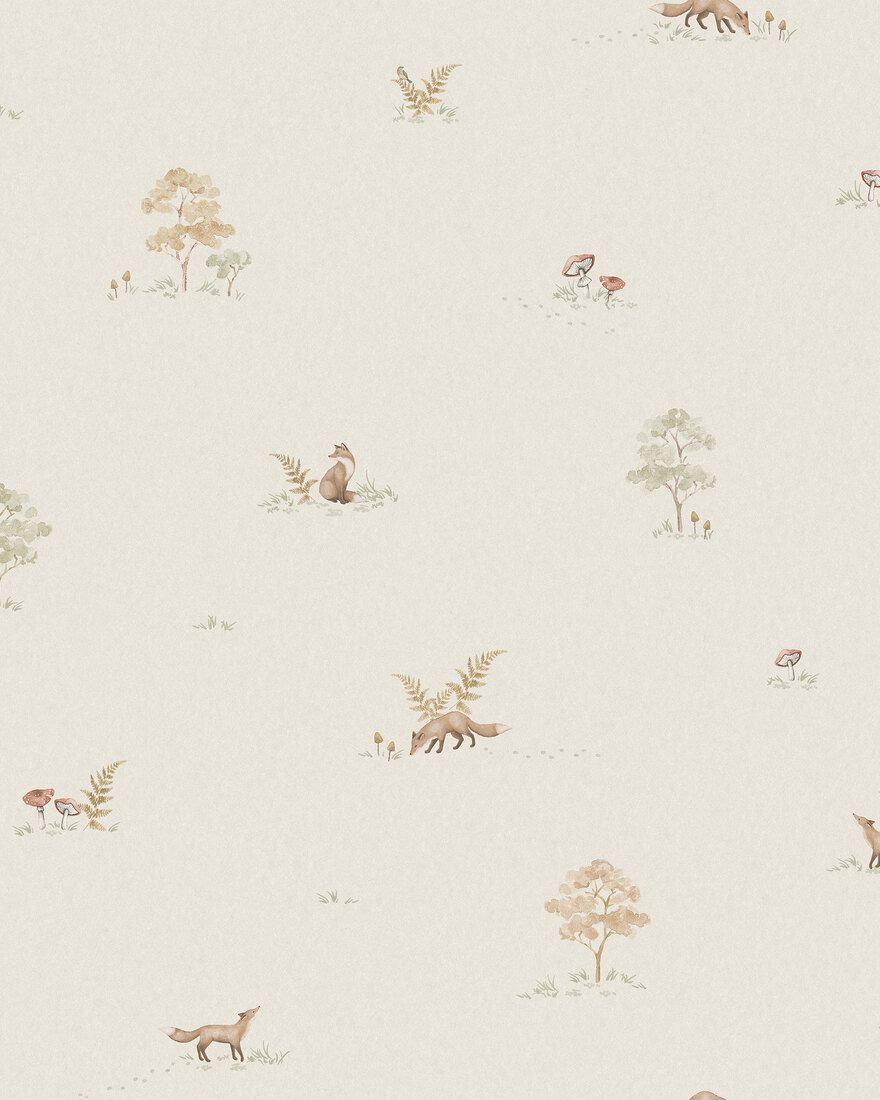 6923 Little Fox Beige and Multi Wallpaper by Boråstapeter