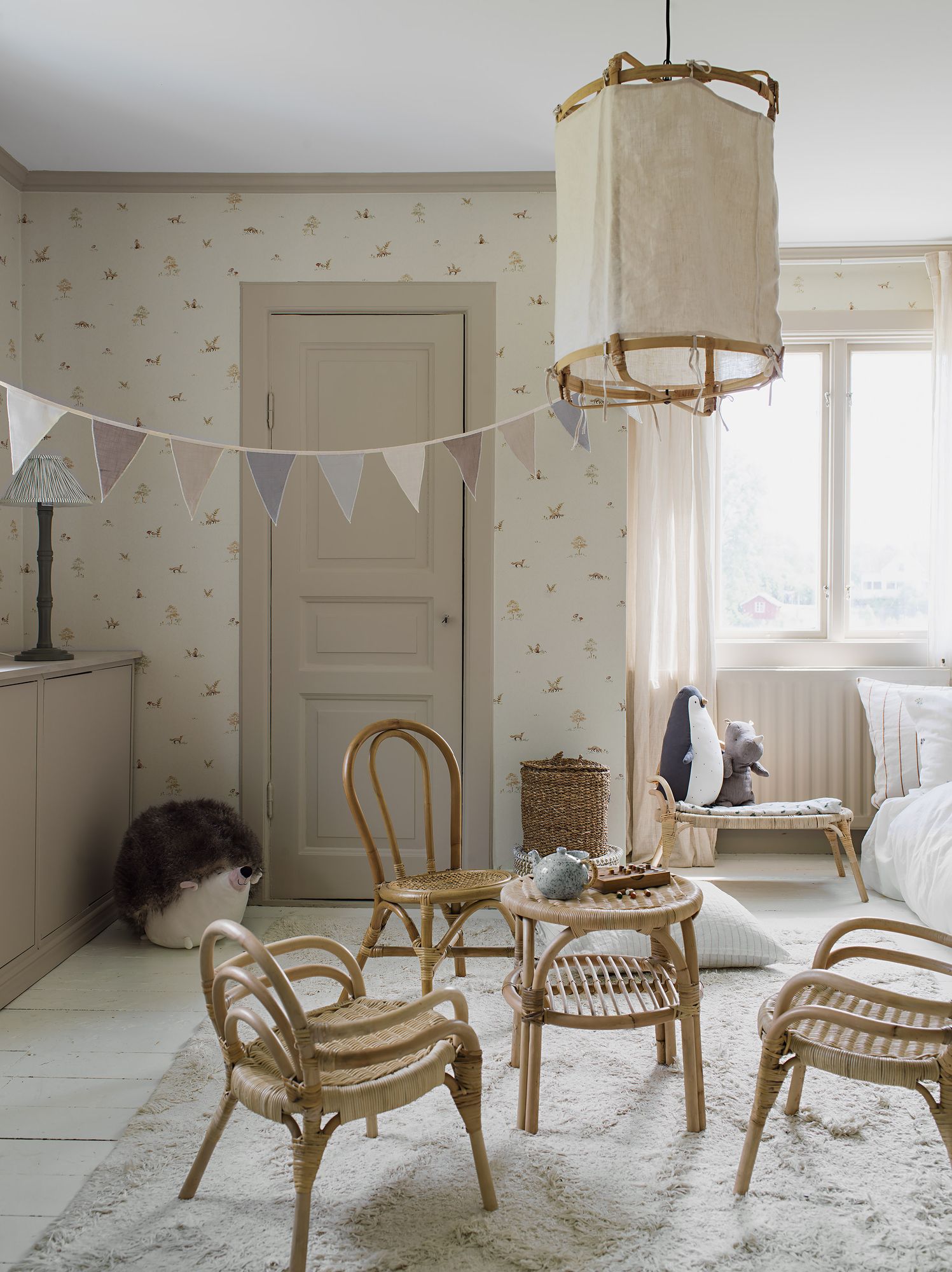 6923 Little Fox Beige and Multi Wallpaper by Boråstapeter