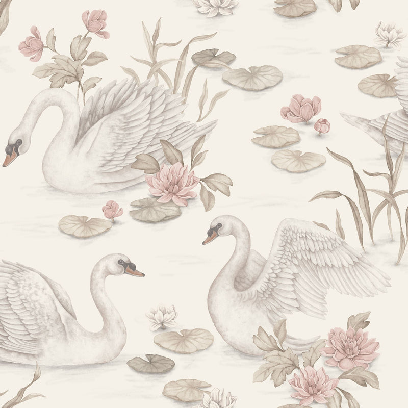 6924 Lily Swan Multi and White Wallpaper by Boråstapeter