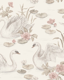6924 Lily Swan Multi and White Wallpaper by Boråstapeter