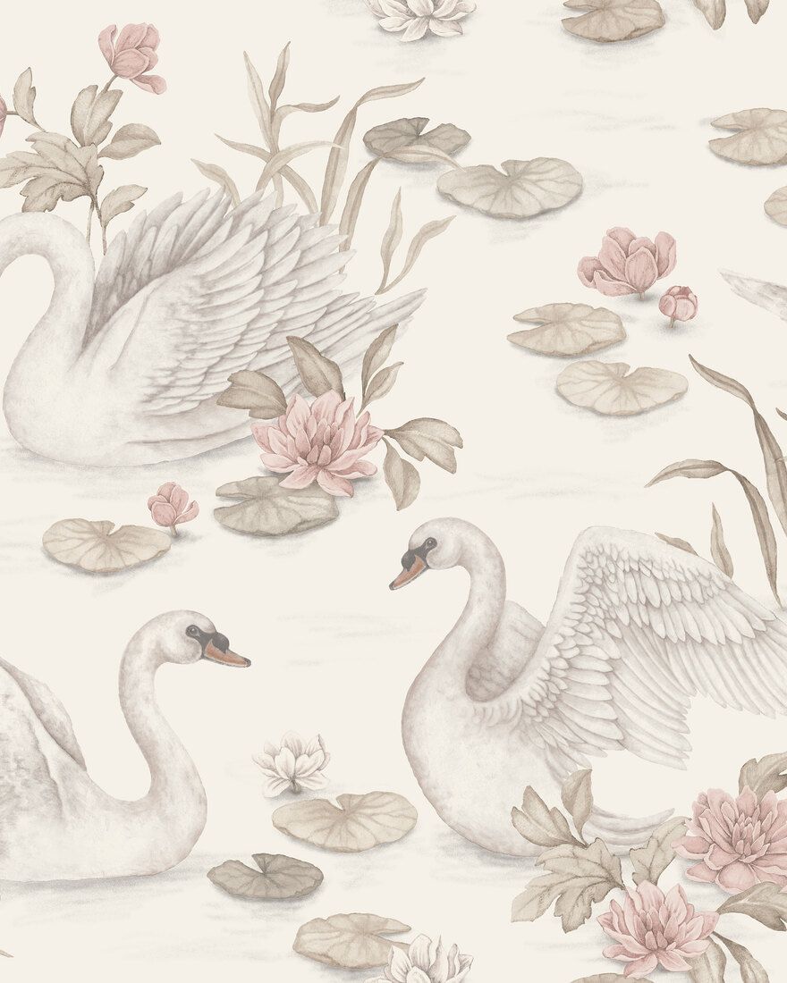 6924 Lily Swan Multi and White Wallpaper by Boråstapeter