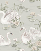 6925 Lily Swan Green and Multi Wallpaper by Boråstapeter