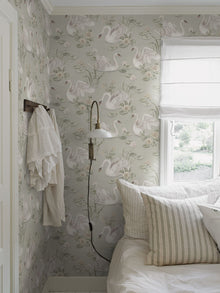 6925 Lily Swan Green and Multi Wallpaper by Boråstapeter