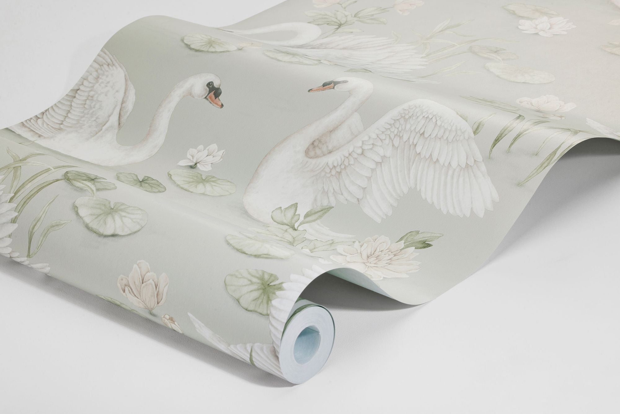 6925 Lily Swan Green and Multi Wallpaper by Boråstapeter