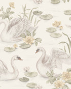 6926 Lily Swan White and Multi Wallpaper by Boråstapeter