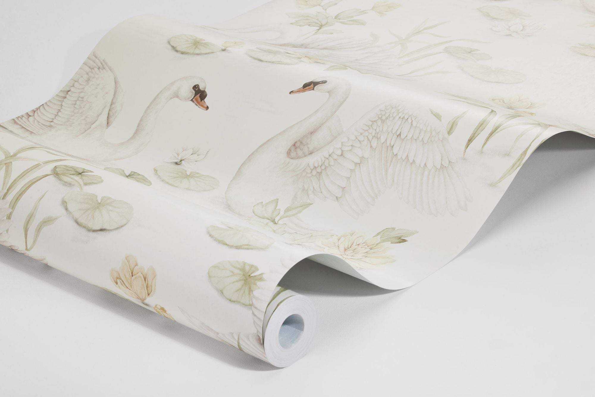 6926 Lily Swan White and Multi Wallpaper by Boråstapeter