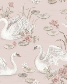 6927 Lily Swan Pink and Multi Wallpaper by Boråstapeter
