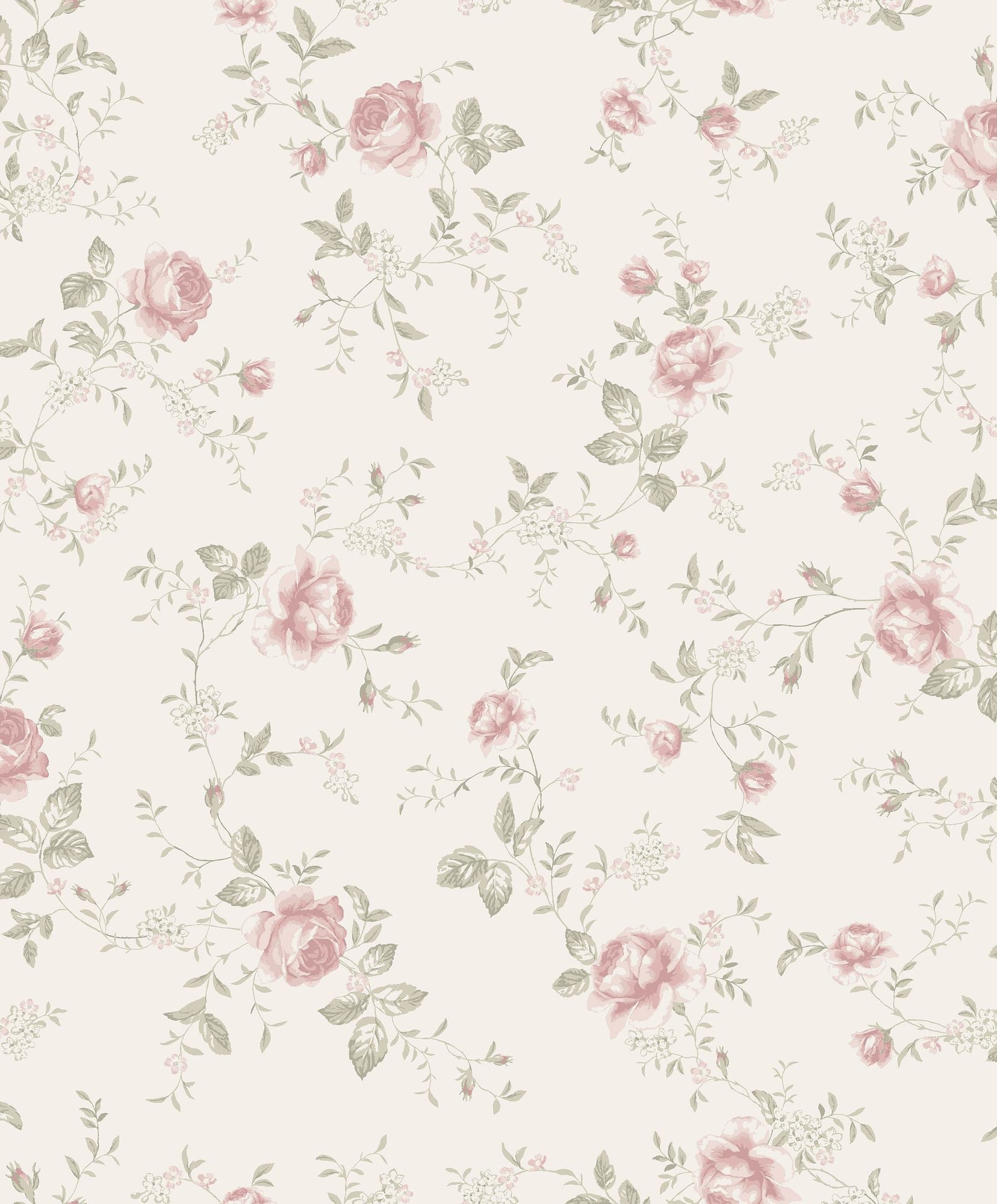 6928 Rose Garden White and Multi Wallpaper by Boråstapeter