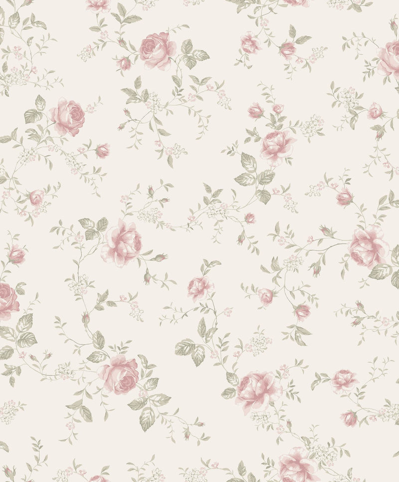 6928 Rose Garden White and Multi Wallpaper by Boråstapeter