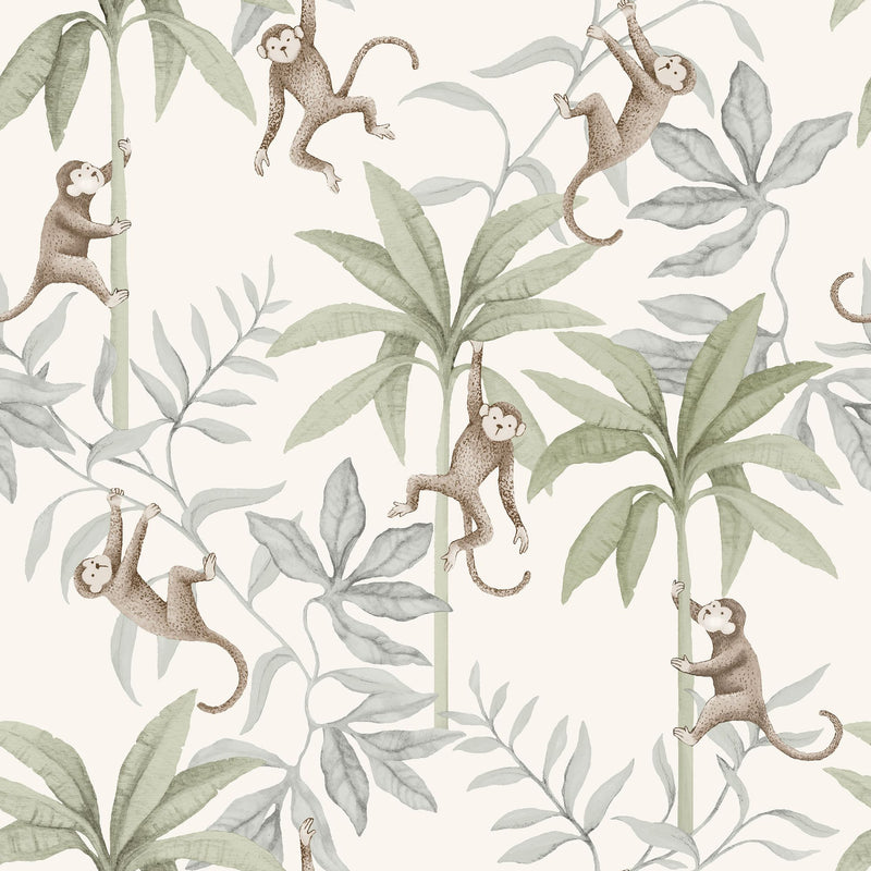 6936 Jungle Friends White and Multi Wallpaper by Boråstapeter