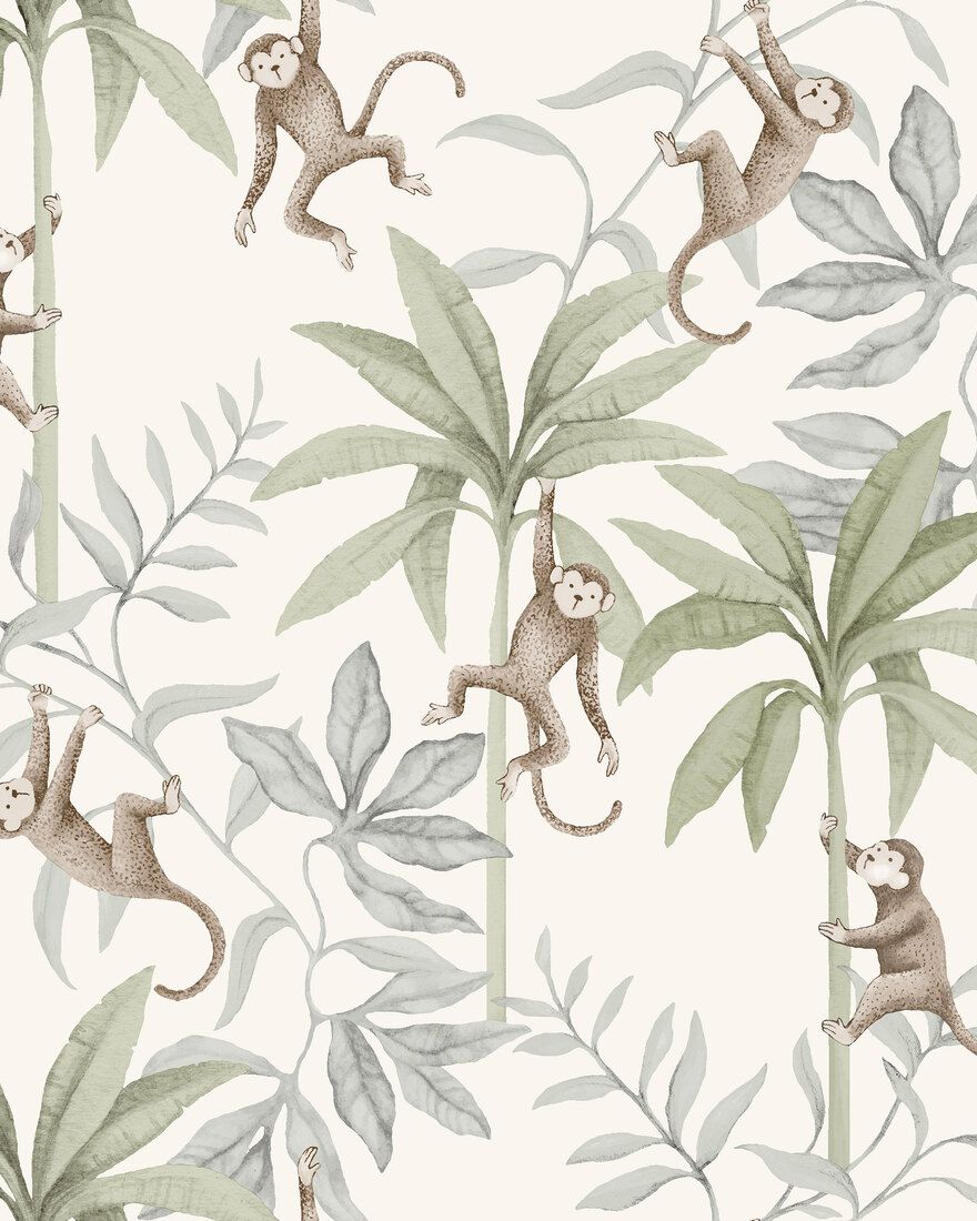 6936 Jungle Friends White and Multi Wallpaper by Boråstapeter