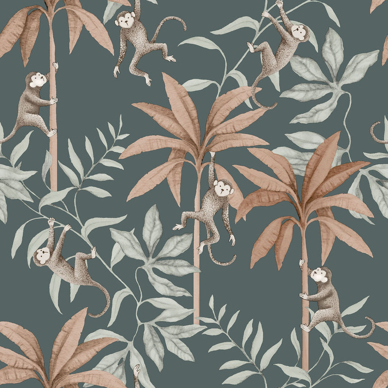 6937 Jungle Friends Blue and Multi Wallpaper by Boråstapeter