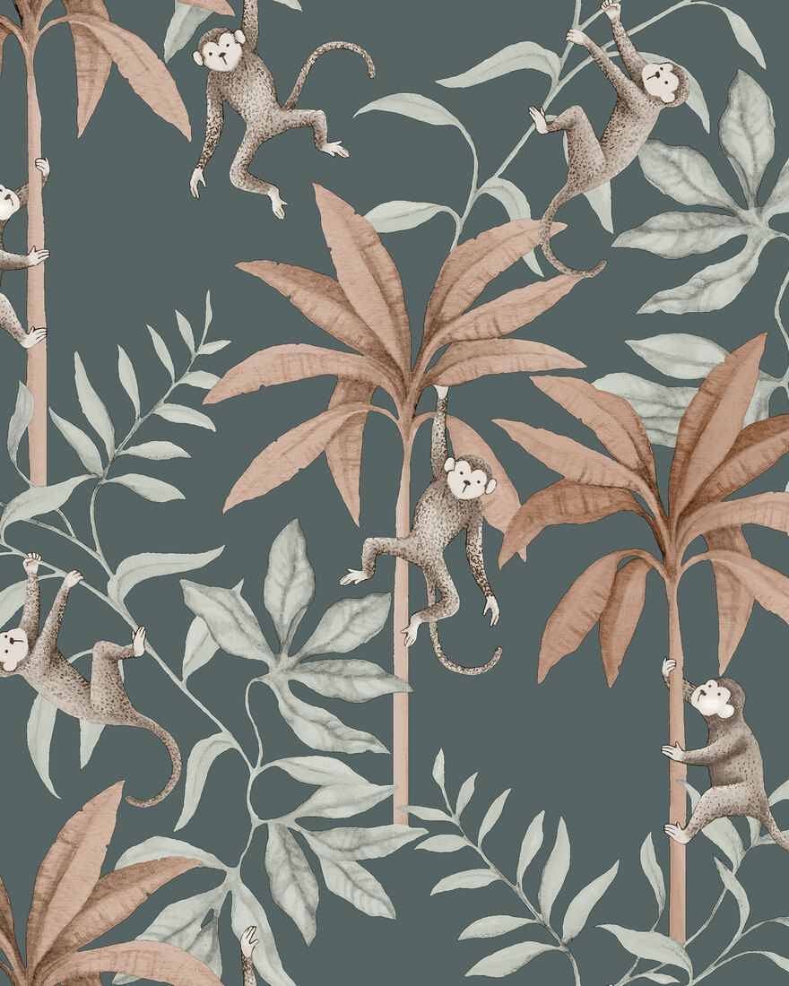 6937 Jungle Friends Blue and Multi Wallpaper by Boråstapeter