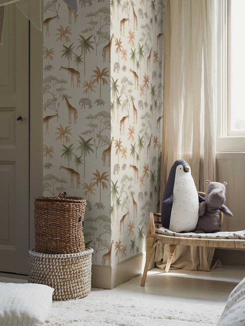 6939 Savannah White and Multi Wallpaper by Boråstapeter