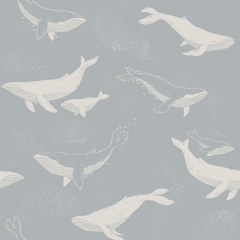 6942 Whales Blue and Grey Wallpaper by Boråstapeter