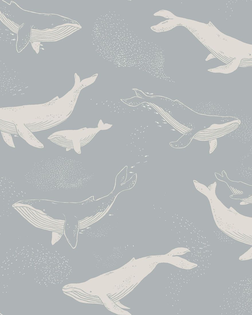 6942 Whales Blue and Grey Wallpaper by Boråstapeter