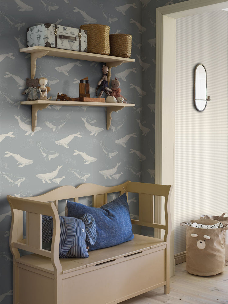 6942 Whales Blue and Grey Wallpaper by Boråstapeter