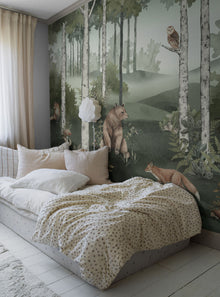 6943 Wild Forest Mural Green and Multi Wallpaper by Boråstapeter