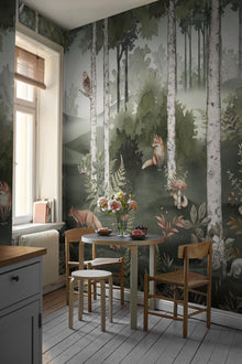 6943 Wild Forest Mural Green and Multi Wallpaper by Boråstapeter