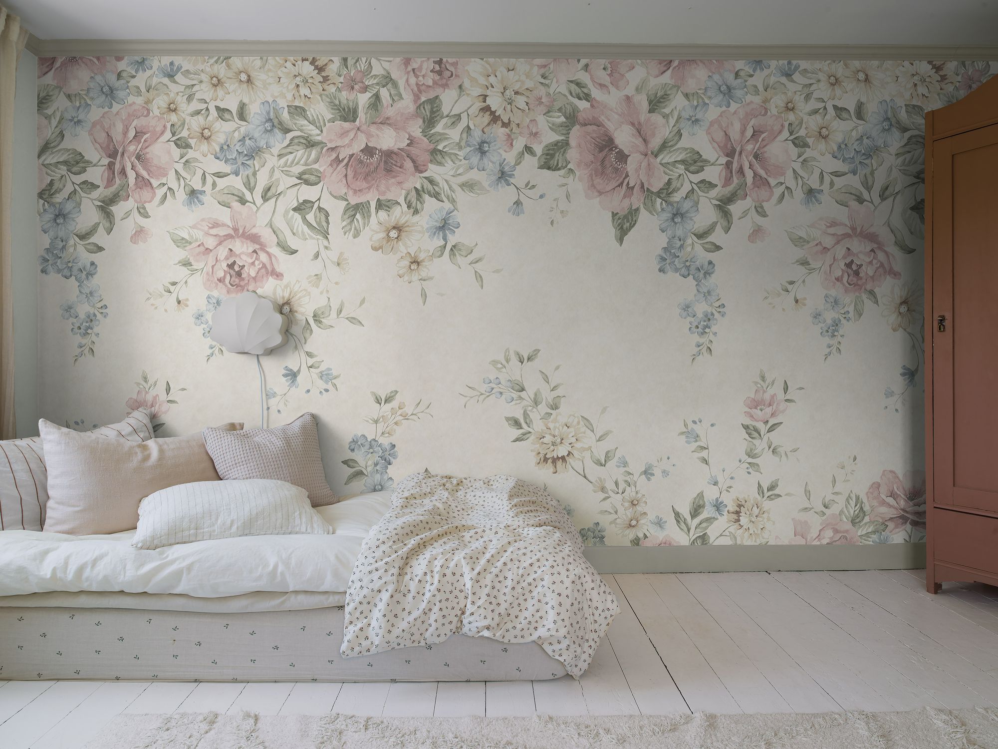 6944 Flower Garden Mural Multi and Beige Wallpaper by Boråstapeter