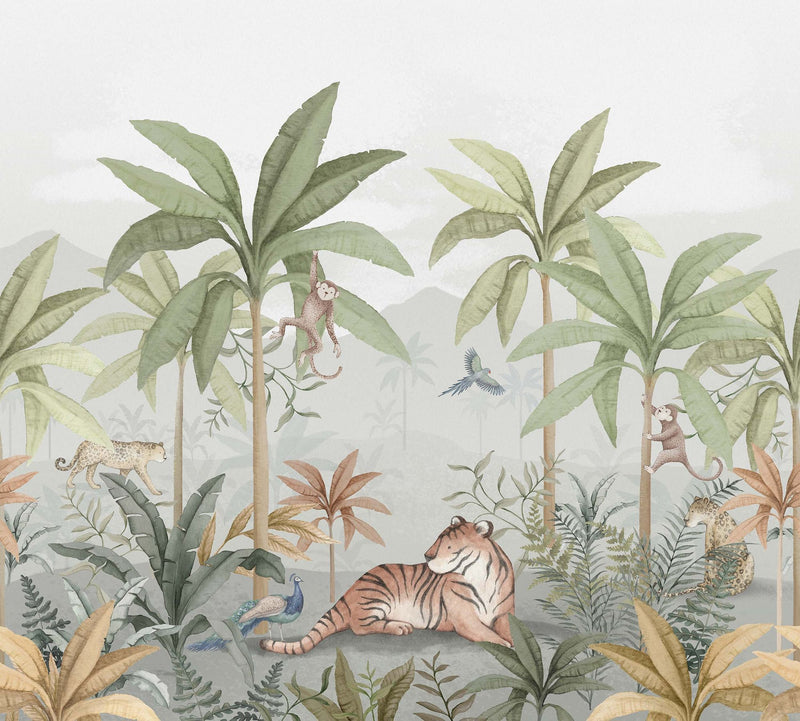 6945 Wild Jungle Mural Green and Multi Wallpaper by Boråstapeter