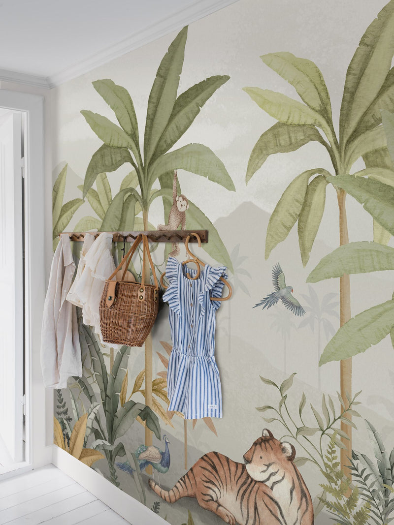 6945 Wild Jungle Mural Green and Multi Wallpaper by Boråstapeter
