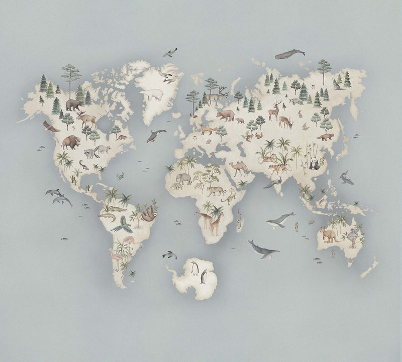 6946 Little Explorer Mural Blue and Multi Wallpaper by Boråstapeter
