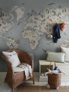 6946 Little Explorer Mural Blue and Multi Wallpaper by Boråstapeter