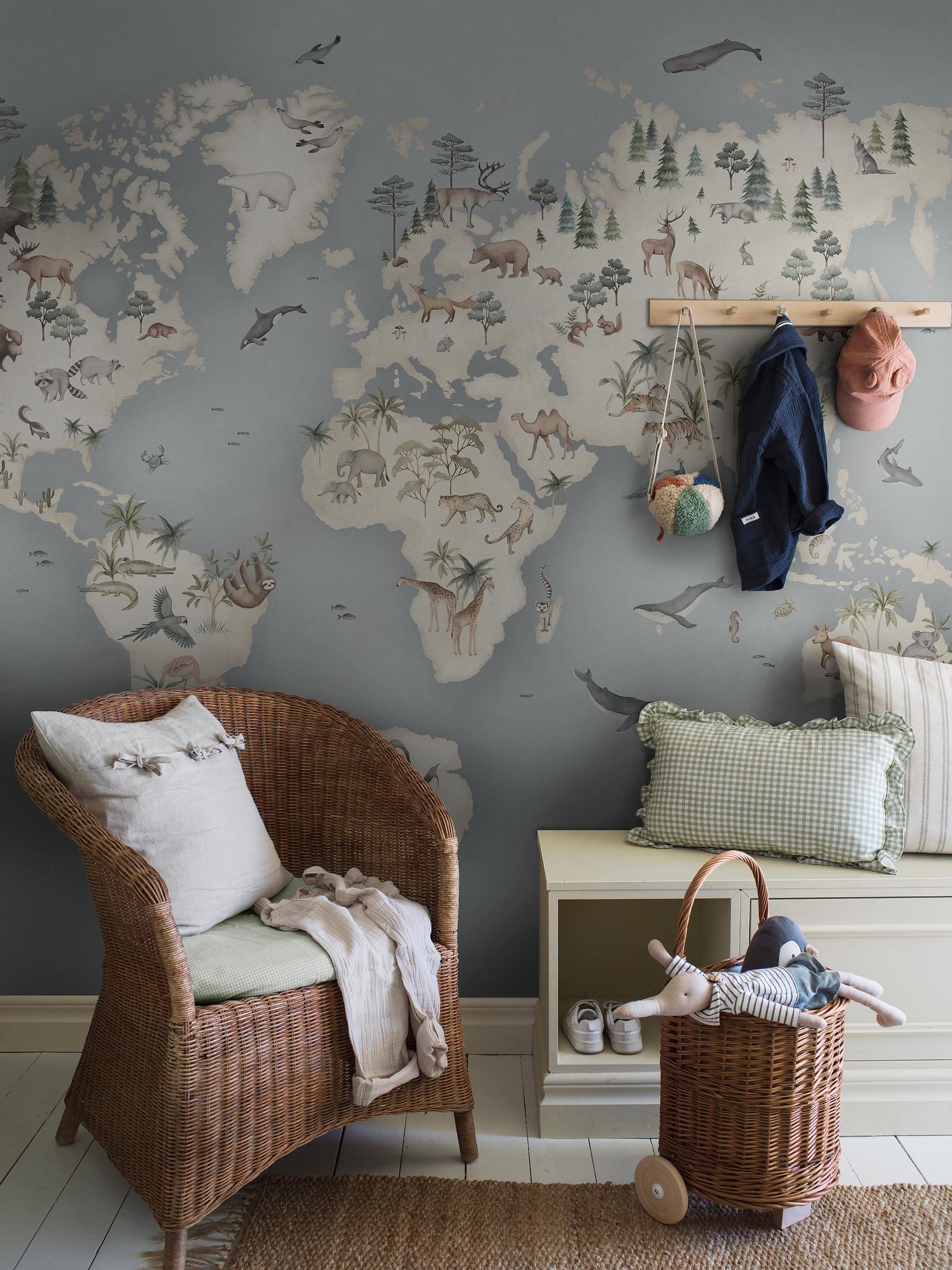 6946 Little Explorer Mural Blue and Multi Wallpaper by Boråstapeter
