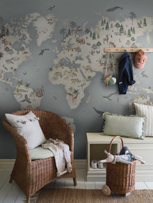 6946 Little Explorer Mural Blue and Multi Wallpaper by Boråstapeter