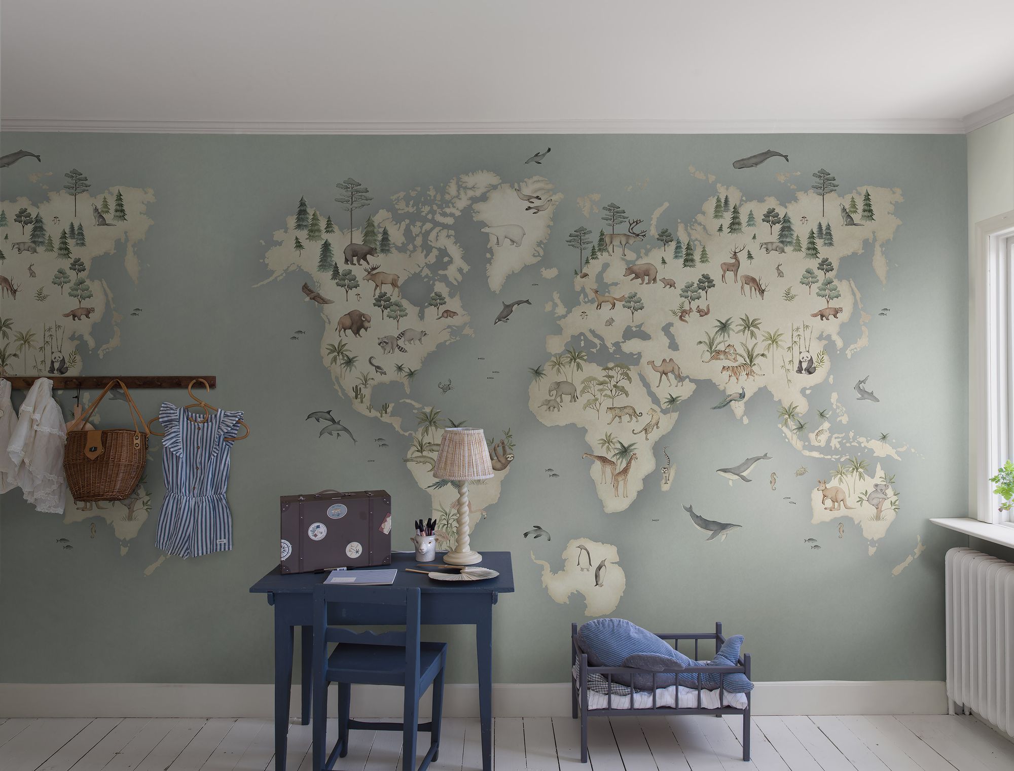 6946 Little Explorer Mural Blue and Multi Wallpaper by Boråstapeter