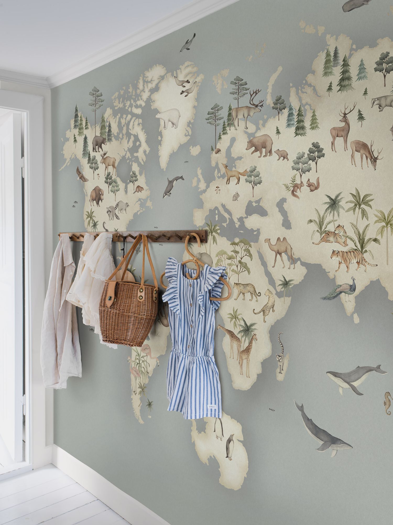6946 Little Explorer Mural Blue and Multi Wallpaper by Boråstapeter