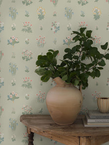 6950 Ängsflora Green and Multi Wallpaper by Boråstapeter